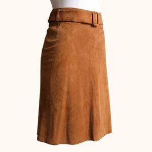 JOSEPH LONDON Vintage Brown Suede Knee Length Skirt